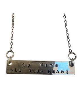 NWT "Go With Your Heart" Handmade Silver Necklace